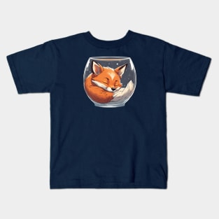 cute sleeping fox it the glass Kids T-Shirt